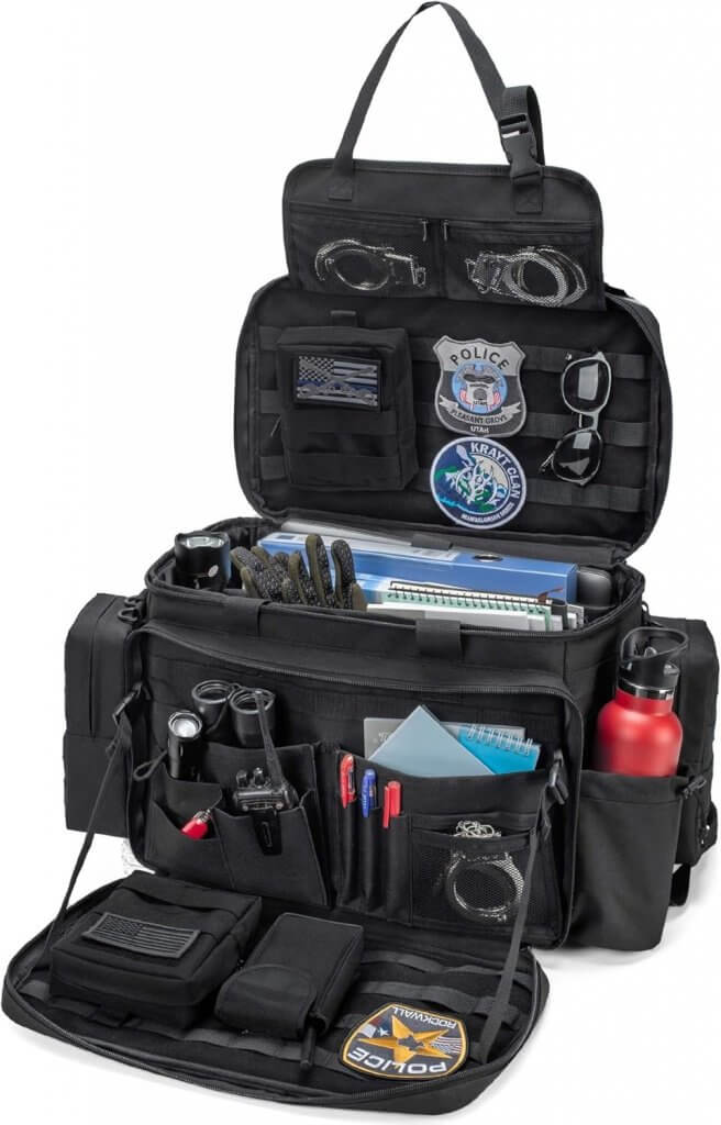 Trunab Polizei Tasche Taktische Tasche Range Bag, Molle Organizer Auto-Vordersitz-Organizer Passend für Beifahrersitz, Reisetasche Militär mit Fach, Getränkehalter