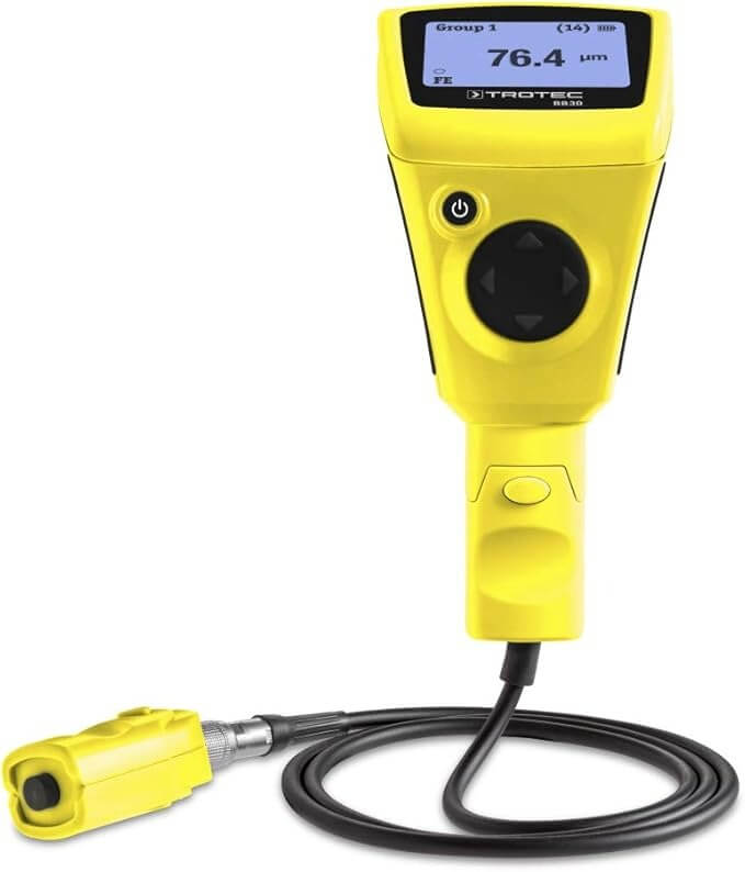 TROTEC Lackmessgerät BB30 – Lackschichten Messgerät für Auto – Messbereich 0 µm bis 2.000 µm, Speicher für 2500 Messwerte, Bluetooth